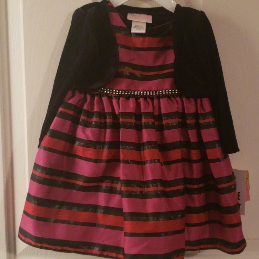 Youngland Striped Dress with Velvet Jacket…